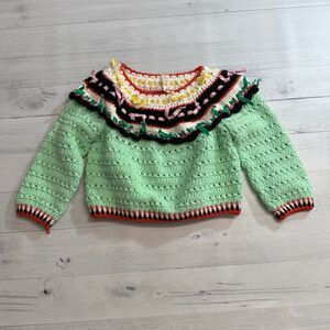 Tia‎ Cibani girls crochet sweater ribbon sweater size 2